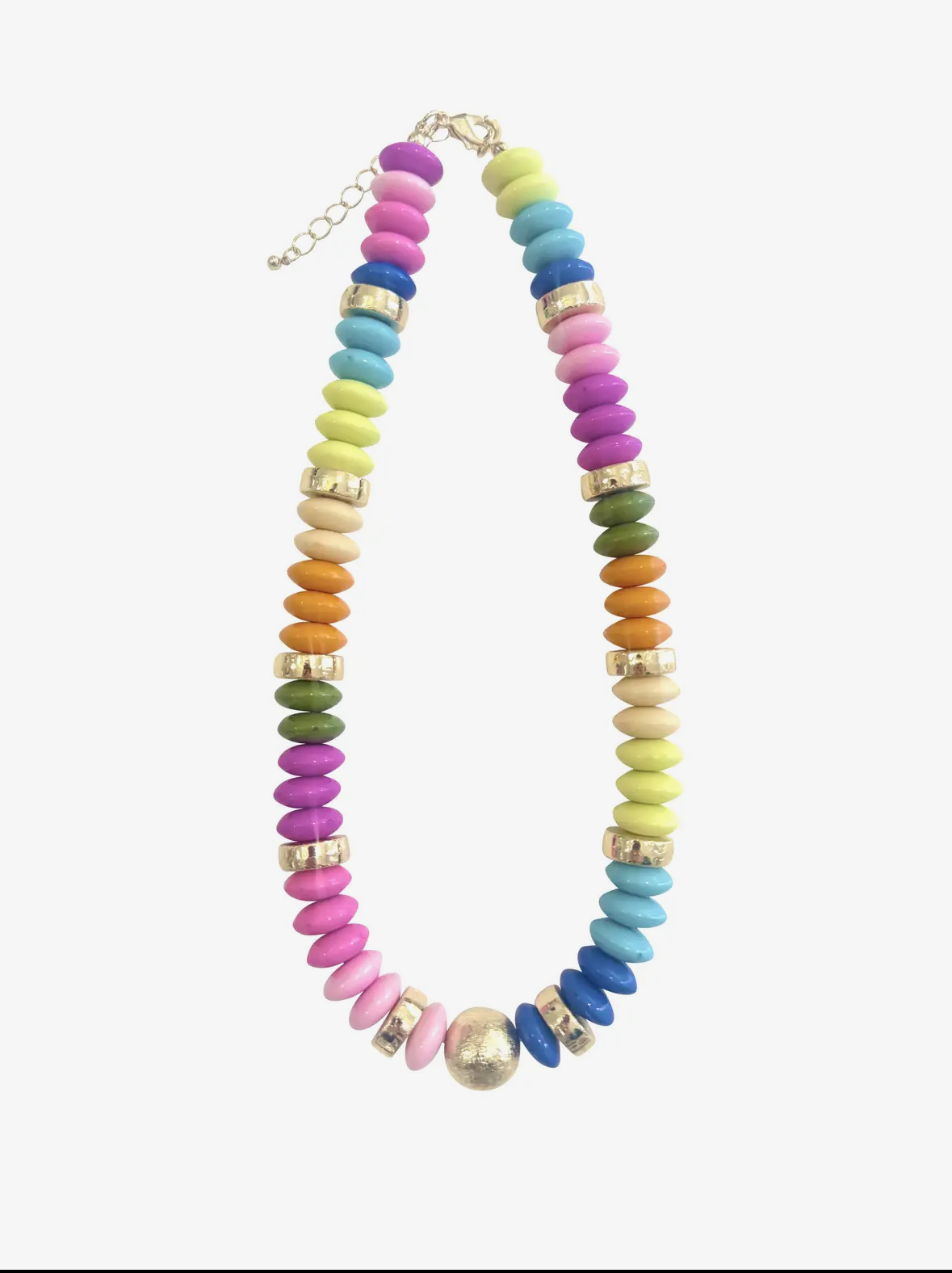 Tobie Beaded Disc Necklace-Rainbow
