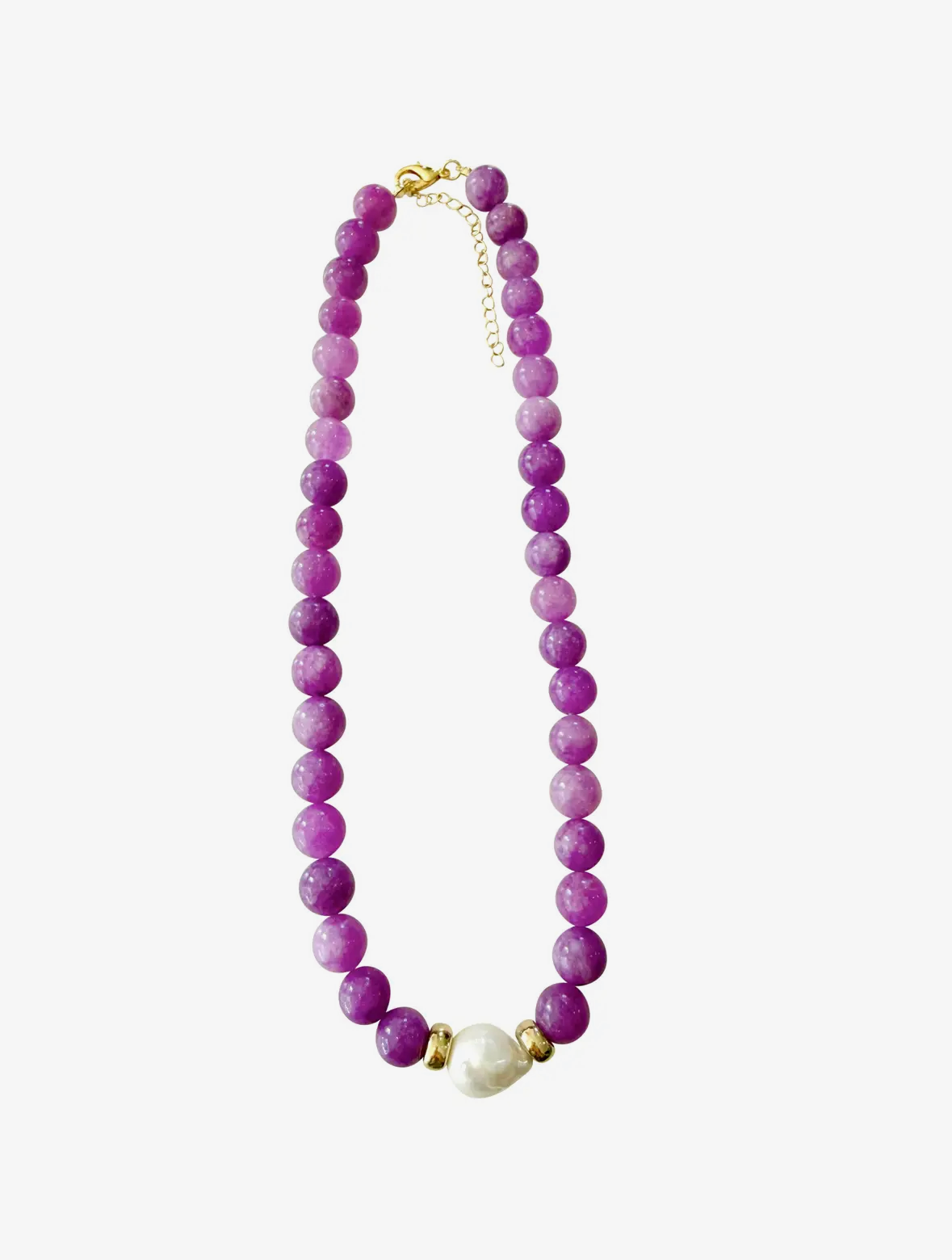 Brenna Purple Beaded Necklace with Pearl Accent